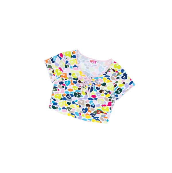 Bluzka Damskie A BATHING APE Bape Koronkowe-up Cropped Top Krótkie Sleeve Caise | FTOM-65420