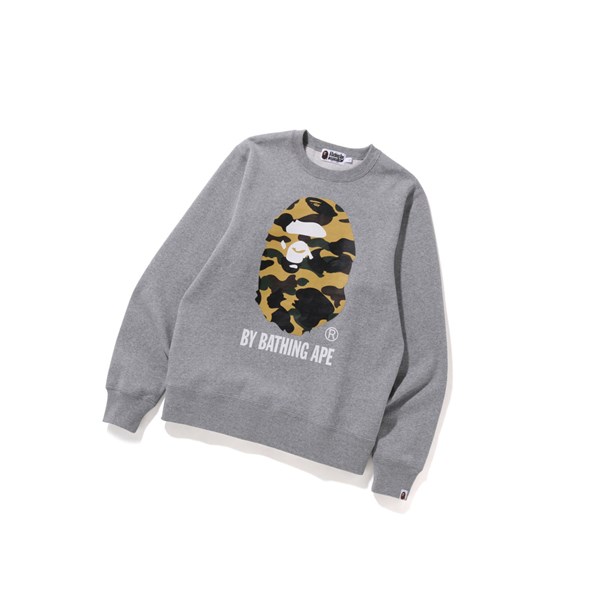 Bluzy Męskie A BATHING APE Bape 1st Camo By Bathing Ape Crewneck Szare | YHSR-93186