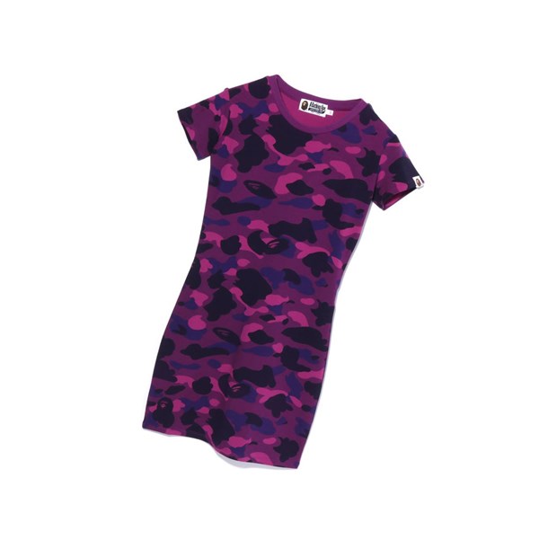 Sukienki Damskie A BATHING APE Bape Color Camo Bodycon Tee Onepiece Mini Fioletowe | XVZE-27351